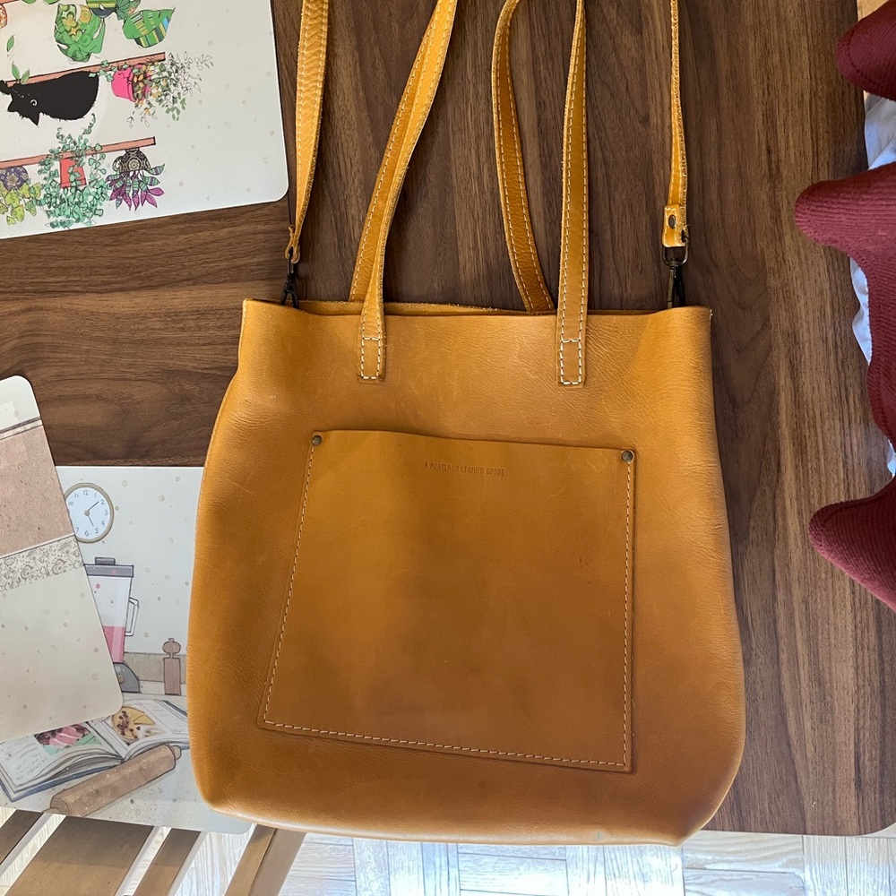 Portland leather goods sunflower crossbody tote